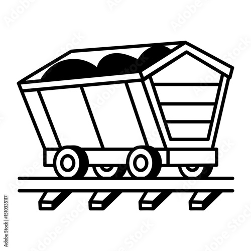 A hand drawn style icon showing a coal wagon
