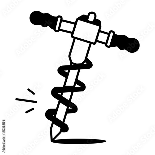 A hand drawn style icon showing a hand auger 
