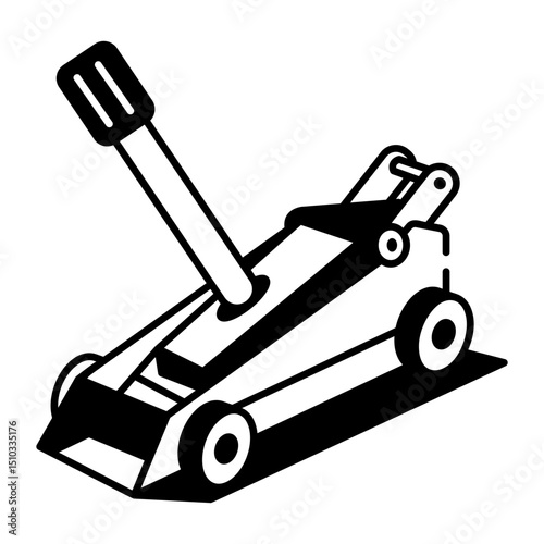 An icon of a hydraulic jack designed in doodle style