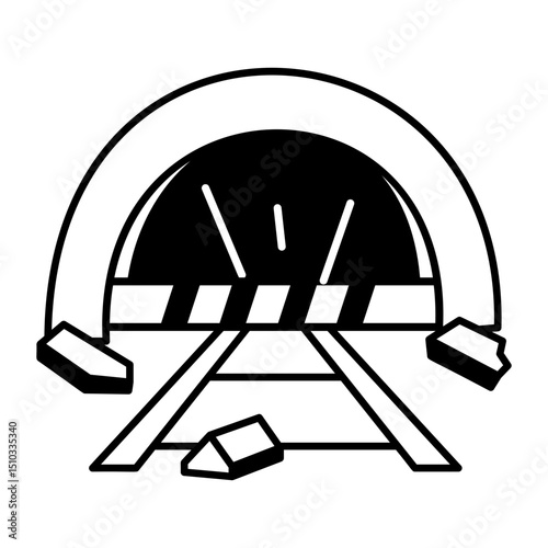 An icon of a mining shaft designed in doodle style
