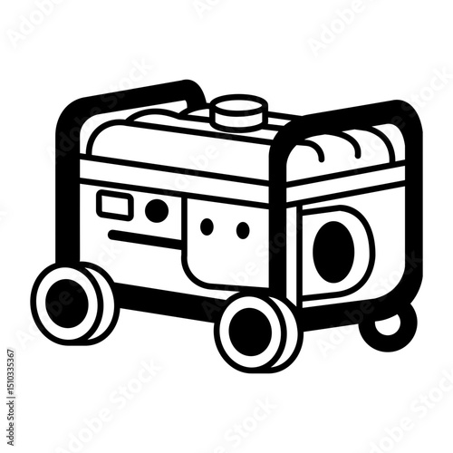 An icon depicting a power generator in hand drawn style

