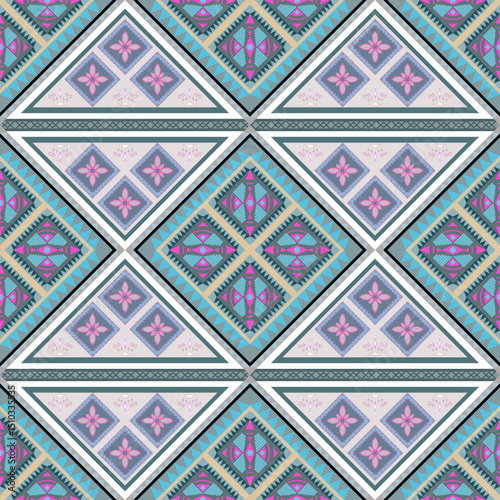 Geometric Ethnic pattern,
Native American tribal fabric, tile, carpet, vector,
illustration design, on navy blue background