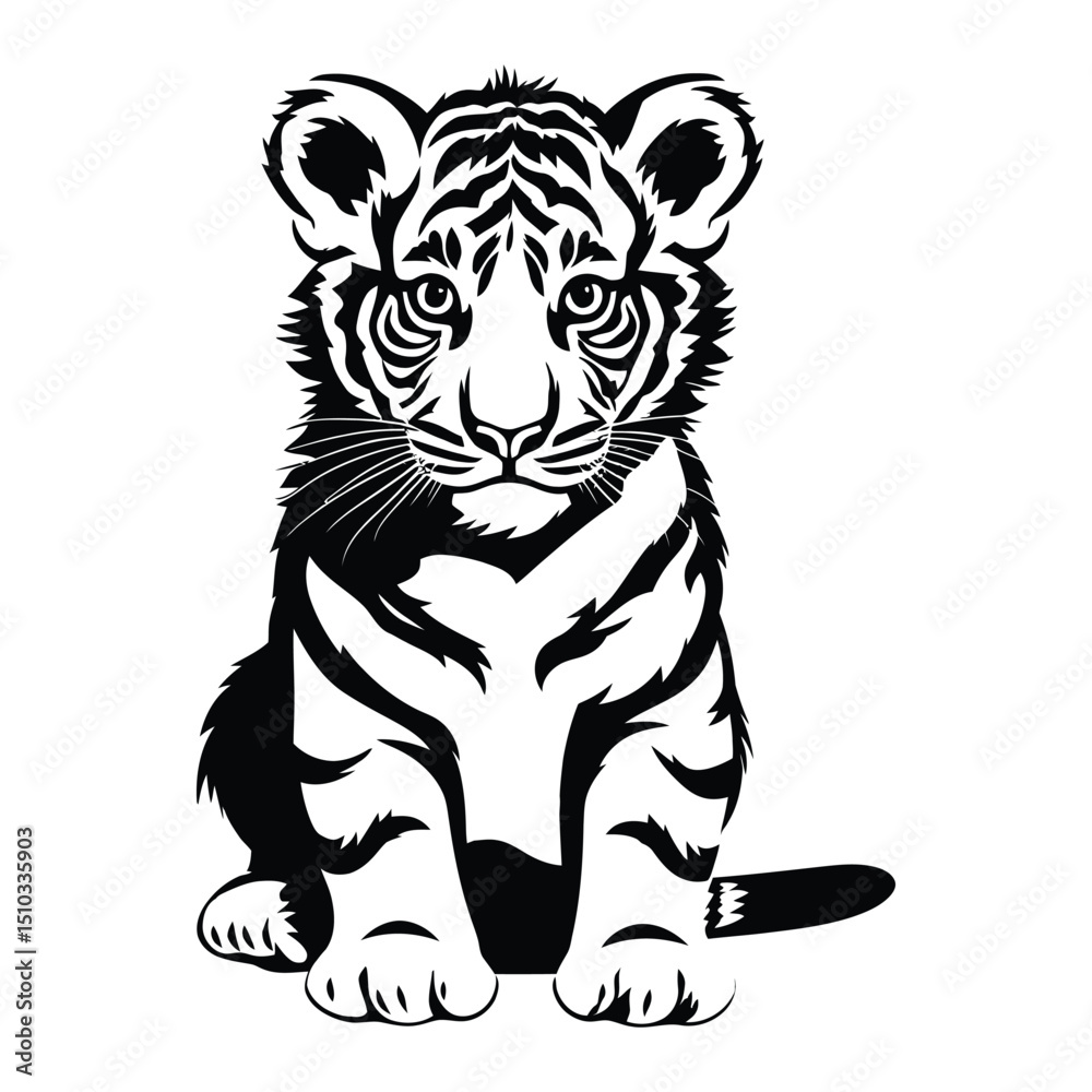 Fototapeta premium Tiger Cub isolated vector silhouette