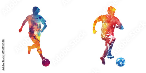 abstract color silhouette of football player watercolor vector illustration