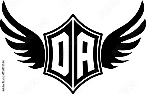 DA logo emblem with winged and shield template