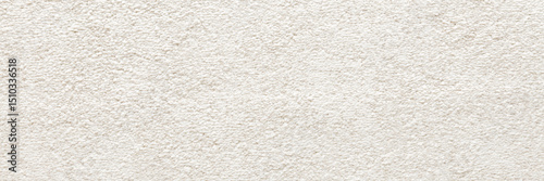 White new fluffy home carpet background. Wide banner. Closeup. Empty place for text. Top down view.