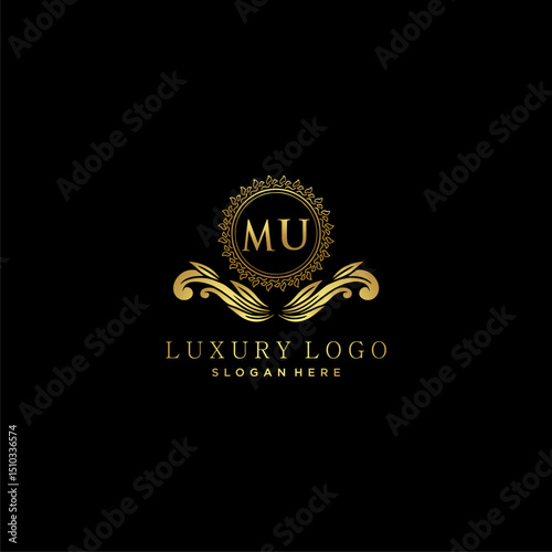 MU letter initial monogram luxury logo