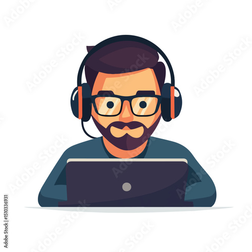 Professional Online Customer Service Vector Illustration for Websites and Apps