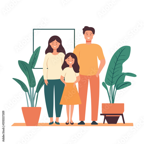Family of four enjoying quality time together with parents and daughters at home campaign concept