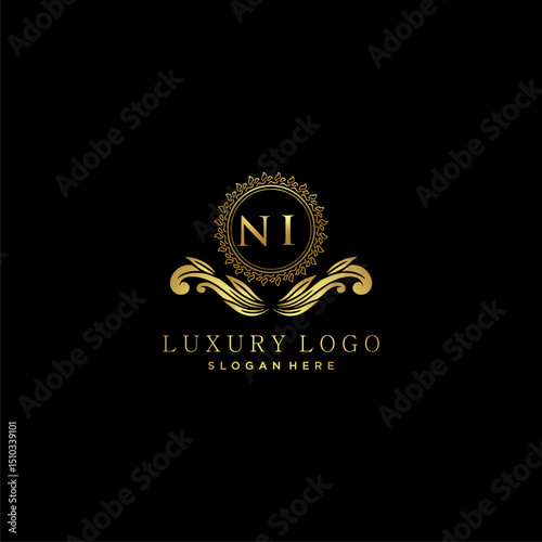 NI letter initial monogram luxury logo