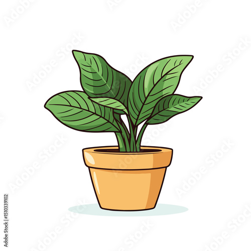 Colorful Cartoon Plant Pot Illustration on White Background for Design Projects