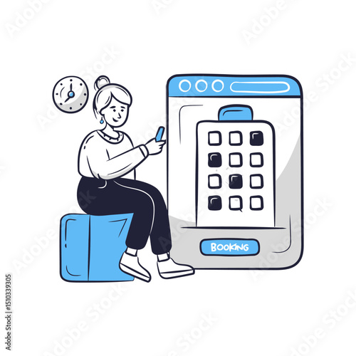 Booking appointment schedule calendar time management online service app woman mobile planning 100 vector art illustrations