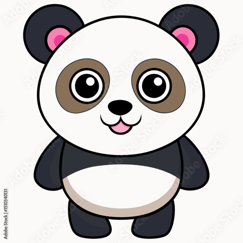 Charming Cartoon Panda Illustration with Playful Design and Gentle Expression