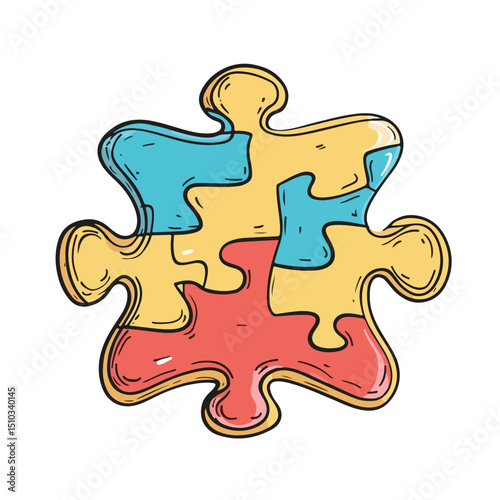Colorful Puzzle Icon Cartoon Isolated Vector Illustration for Logos and Web Designs