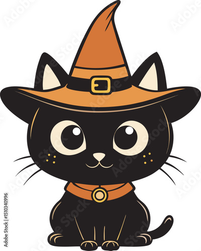 Black Cat Witch Halloween t shirt Design for Spooky Season Celebration and Parties