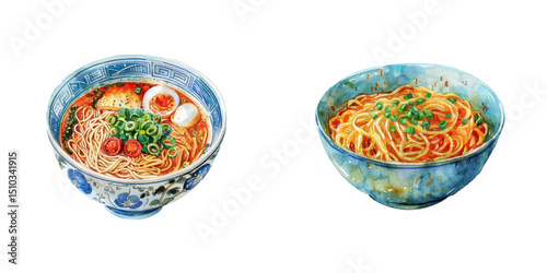 noodle watercolor vector illustration