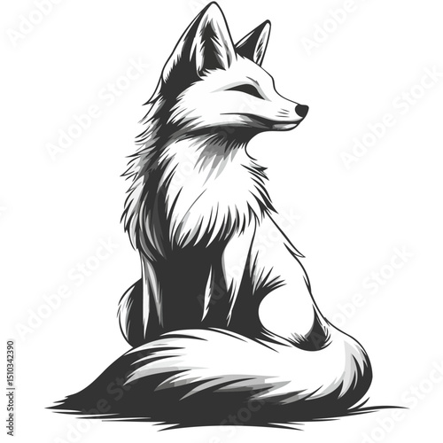 Cute Fox Cub Sitting Looking Up