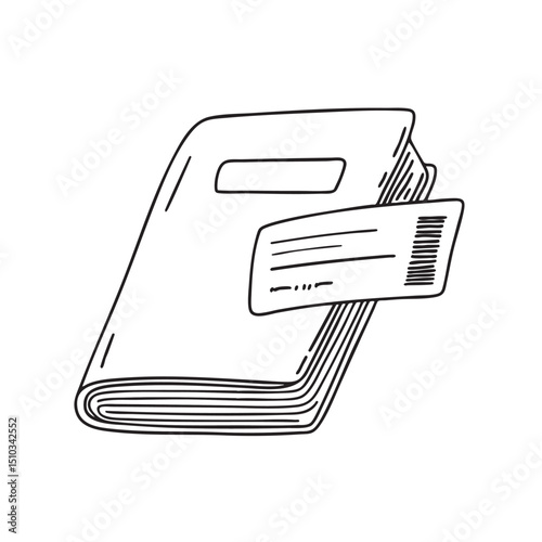 A boarding pass inside a book, with a corner visible