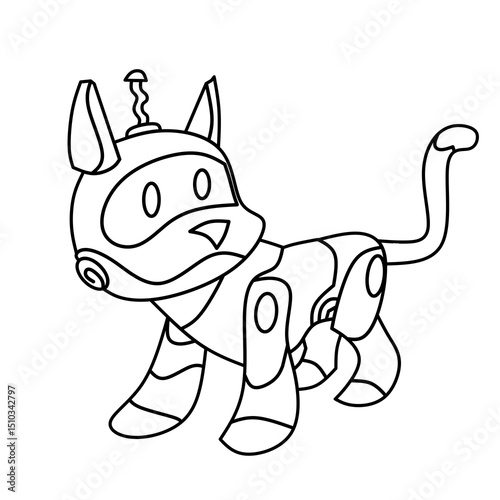 line art dog robot vector image 