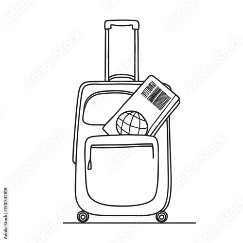 A passport on a luggage bag with a ticket sticking out