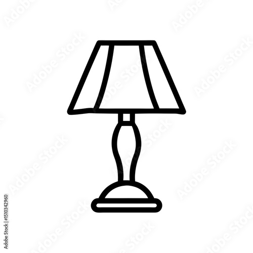 Table Lamp Icon Vector Simple Outline Soft Edges