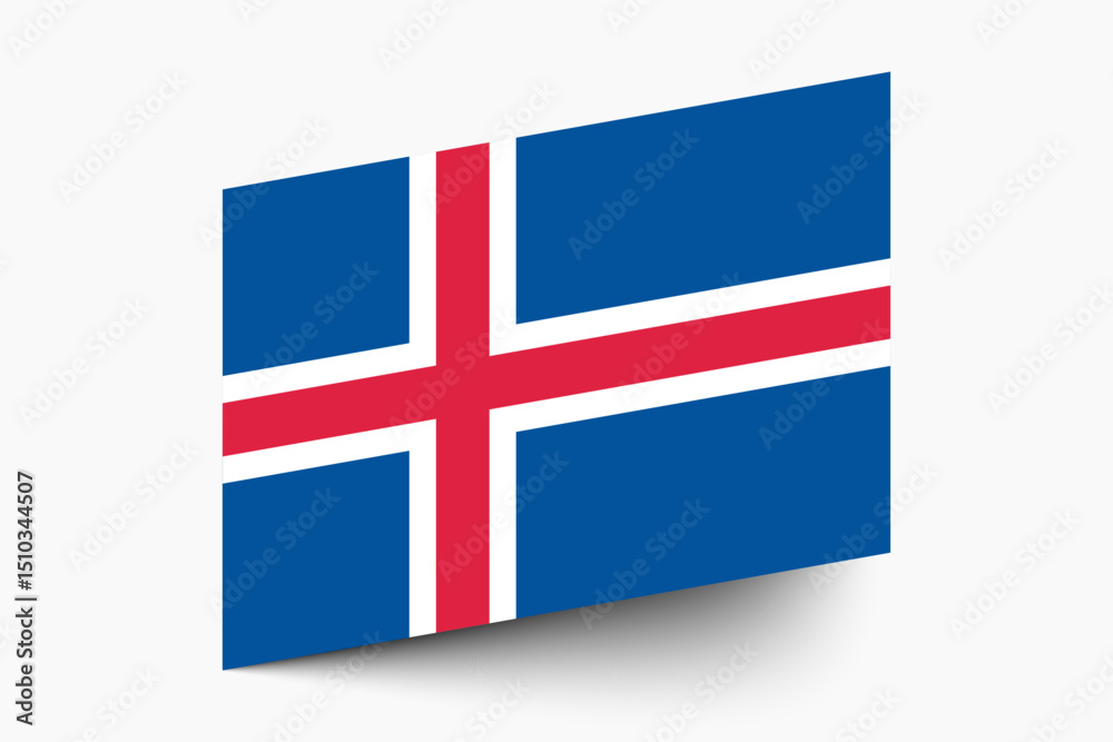 Fototapeta premium Flag of Iceland. Iceland flag official colors tilted icon digital vector illustration design.