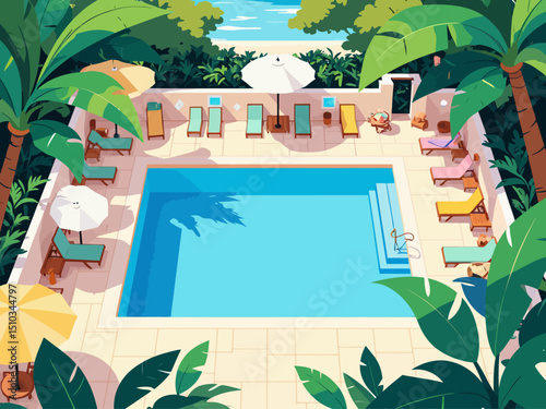 Summer Pool Aerial View Background