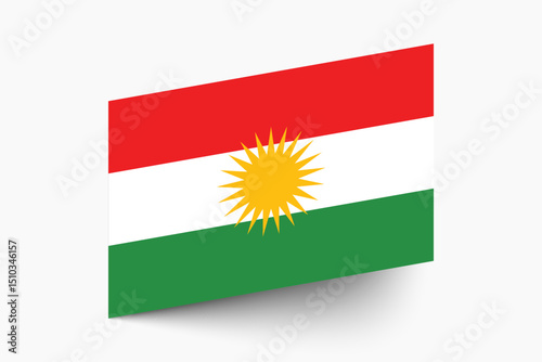 Flag of Iraqi Kurdistan. Iraqi Kurdistan flag official colors tilted icon digital vector illustration design.