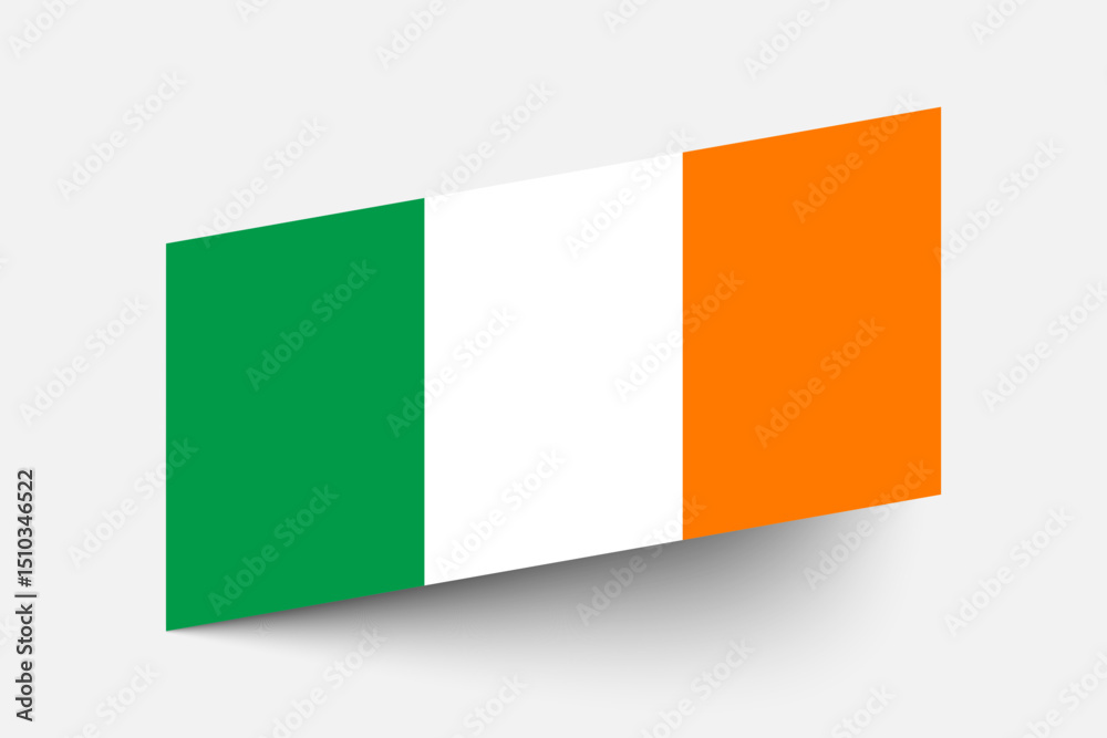 Fototapeta premium Flag of Ireland. Ireland flag official colors tilted icon digital vector illustration design.