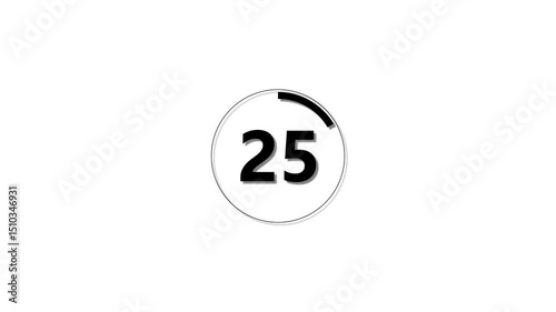 Circle countdown timer one minute animation from 30 to 0 second animation on black background with alpha channel, 30 second countdown timer, Countdown video 4k video