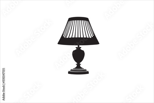 A black-and-white lamp   against a white background in a straightforward and inconspicuous vector silhouette