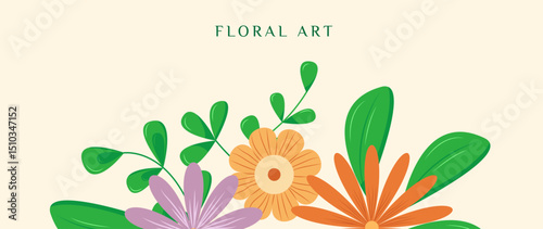 Abstract floral art background. Design illustration for wallpaper, banner, print, poster, cover, greeting and invitation card.