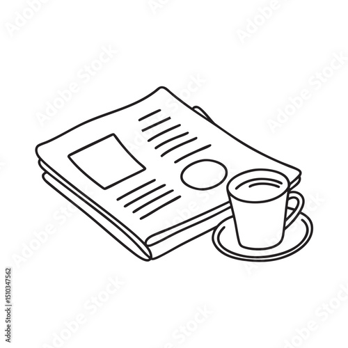 A tray lying by a folded newspaper, showing a teacup ring