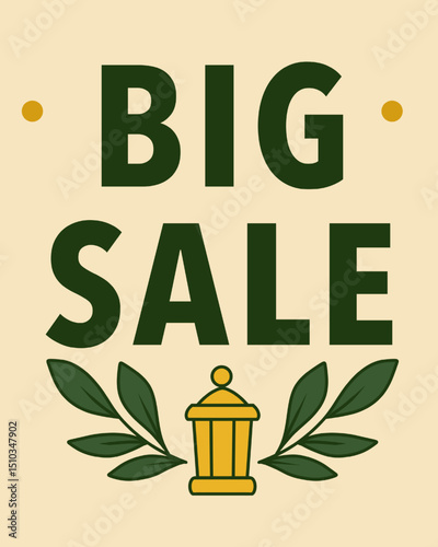 Big sale Eid al-Adha with lantern decoration. suitable for banner, poster and promotions sale Eid al-Adha themed