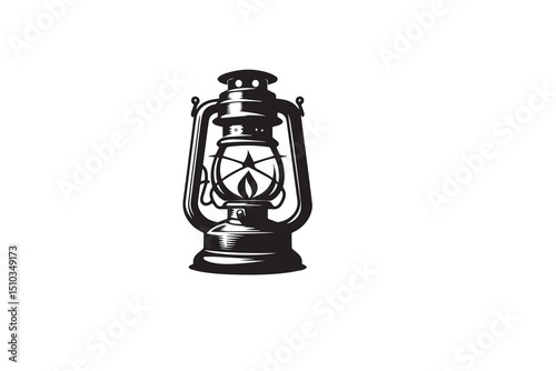 a black-and-white oil lamp against a white background in a straightforward and inconspicuous vector silhouette