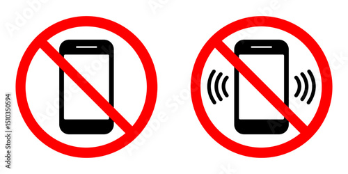 No cell phones, no smartphone, no mobile phone allowed sign. vector illustration