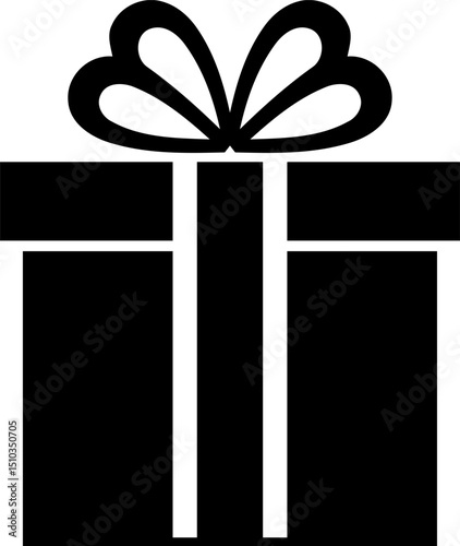 Black Gift Box Vector Icon - Present & Celebration Symbol