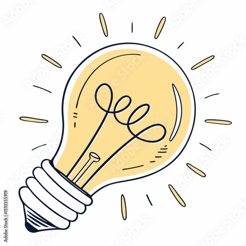 Bright idea concept illustration depicting an illuminated light bulb representing creativity and innovation.