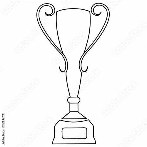 Elegant black and white trophy outline illustration suitable for achievement recognition or award ceremonies