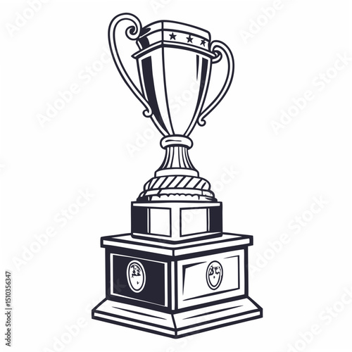 Elegant vector illustration of a detailed trophy depicting victory, achievement, and success on a white background.