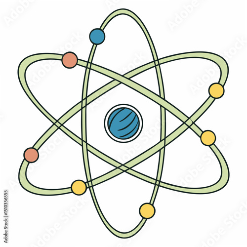 Illustrative atomic model depicting scientific concepts suitable for educational materials or design projects