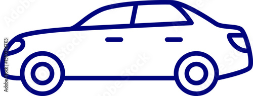Vector illustration of a car. Modern Sedan line art vector. Hand drawing Sedan car