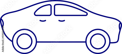 Vector illustration of a car. Modern Sedan line art vector. Hand drawing Sedan car