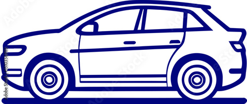 Vector illustration of a car. Modern Sedan line art vector. Hand drawing Sedan car