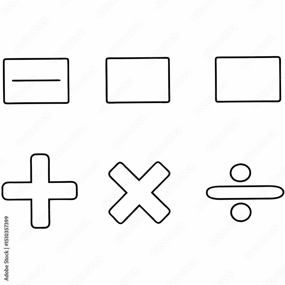 Obraz premium Simple outlined math symbols representing addition subtraction multiplication and division for educational design
