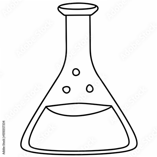 Simple line art illustration of an erlenmeyer flask for science and laboratory related concepts