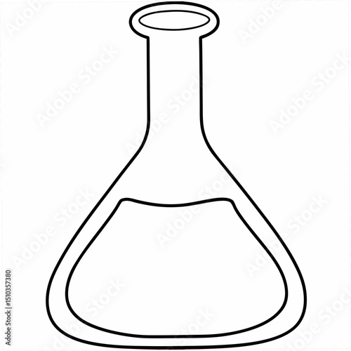 Simple minimalist outlined erlenmeyer flask scientific laboratory equipment vector illustration