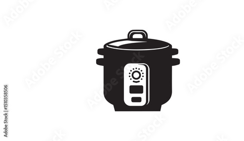 a black-and-whit rice cooker   a white background in a straightforward and inconspicuous vector silhouette