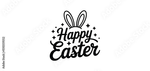 Happy Easter Bunny Ears Design Typography