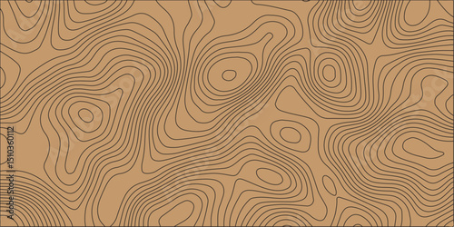  A seamless vector pattern of thin, dark gray contour lines on a solid light brown or tan background, creating an abstract topographic map.